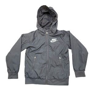 Boys Nike Grey Hooded a windbreaker Full Zipper Jacket Size 5-6